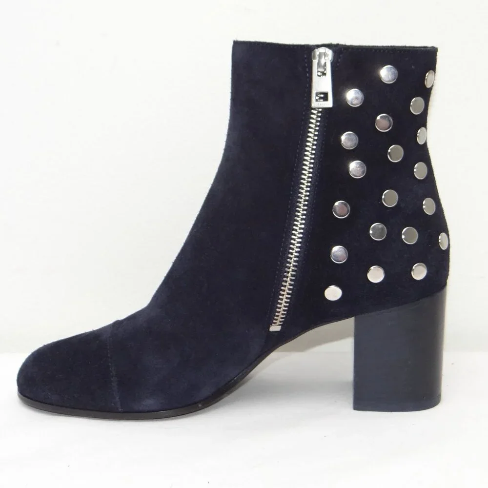 ZADIG & VOLTAIRE studded suede LENA ankle boots INK BLUE EU 37 US 6.5